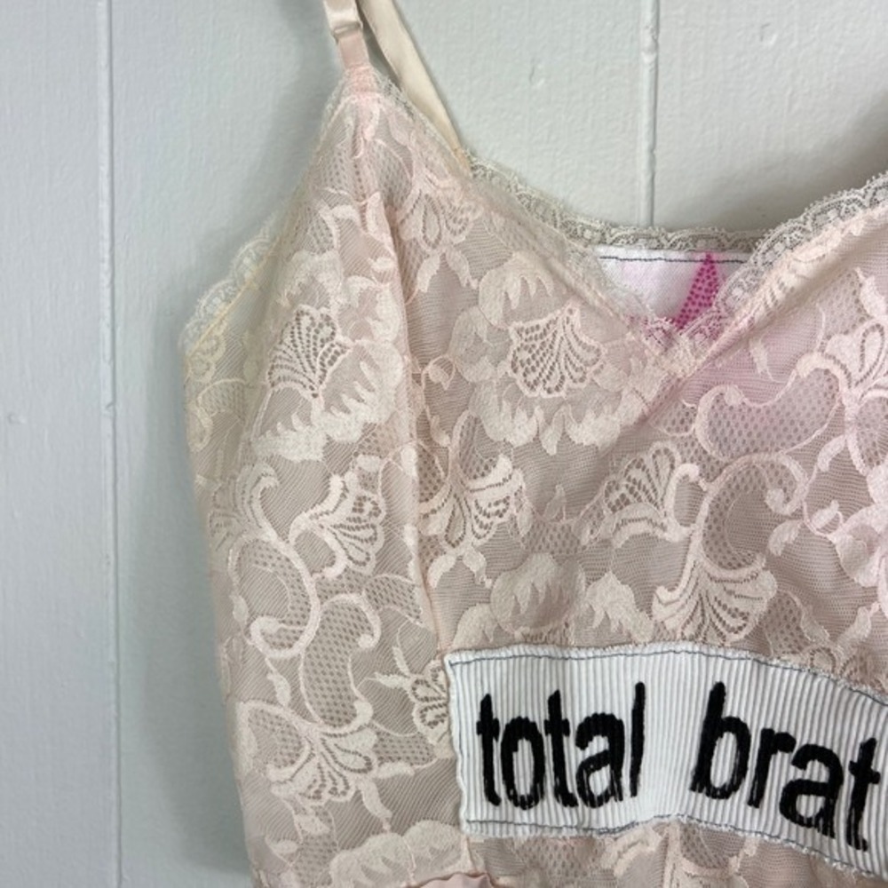Vanity Fair Lace Cami Crop Top Total Brat Patch Pink Star Girlie Lingerie - Picture 6 of 7